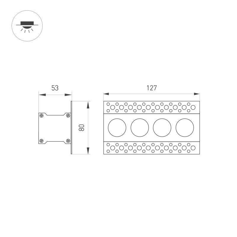 Встраиваемый светильник  10W Белый дневной  032224 MS-ORIENT-BUILT-TRIMLESS-TC-S38x127-10W  220V IP20 прямоугольный под шпаклевку белый с черной вставкой