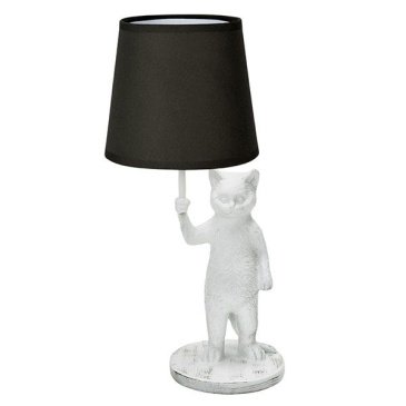 светильник настольный без лампы UML-B465  E14 WHITE-BLACK UL-00013445 "Кот" белый