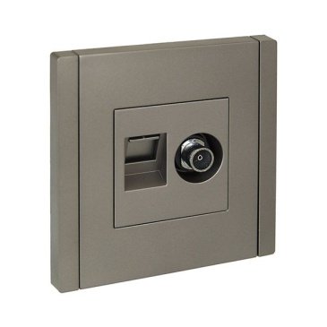 ТВ-розетка встраиваемая TV+RJ45 IEK FORTE&PIANO кат.5E FP536 сталь FP-AK20-1-K46