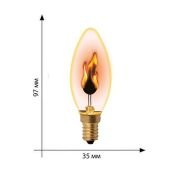 лампа декоративная накаливания свеча 3W IL-N-C35-3/RED-FLAME/E14/CL с эфф. мерцающ. пламени