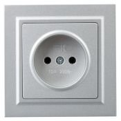 Штепсельная розетка встраиваемая IEK BRITE 16А BR-R14-16-K47-F РСР14-1-0-БрА с з/к и шторками в сборе алюминий