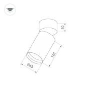 Накладной светильник   8W Белый дневной 027525 SP-POLO-SURFACE-FLAP-R65 BK-WH 220V  цилиндр черный
