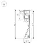 алюминиевый профиль PLINTUS-H54-2000 WHITE 045434