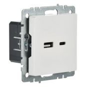 Розетка встраиваемая USB IEK BRITE A+C 18Вт BR-U22-018-K01 РЮ11-1-БрБ белый
