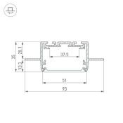 профиль без экрана SL-LINIA55-FANTOM-2500 ANOD (ГКЛ 12мм) 035650