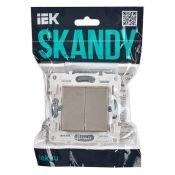 Выключатель встраиваемый двухклавишный перекрестный IEK SKANDY SK-V23-0-10-K37 SK-V06Sh шампань