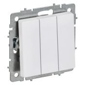 Выключатель встраиваемый трехклавишный IEK BRITE BR-V30-0-10-K91 ВС10-3-0-БрАБ арктический белый