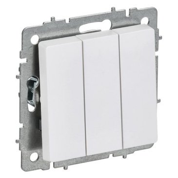 Выключатель встраиваемый трехклавишный IEK BRITE BR-V30-0-10-K91 ВС10-3-0-БрАБ арктический белый