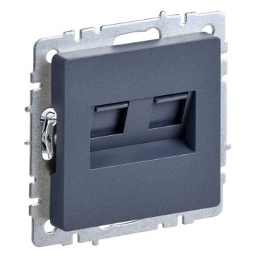 Розетка встраиваемая компьютерная двойная IEK BRITE BR-K20-1-K35 РК10-2-БрМ RJ45 кат.5E маренго