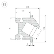алюминиевый профиль SL-BEVEL-H12-F13-2000 ANOD IRON GREY 045329