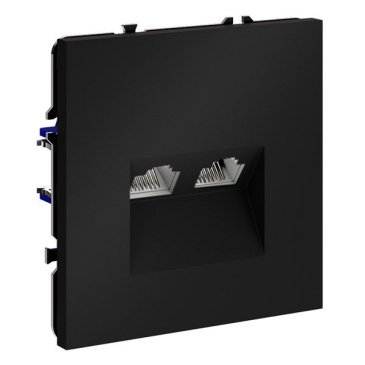 Розетка компьютерная встраиваемая VOLTUM S70 двойная RJ45+RJ45 кат.6 черный матовый