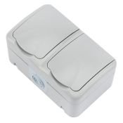 Блок горизонтальный 2 розетки Mini OG KR-78-0806 с/з серый IP54 KRANZ