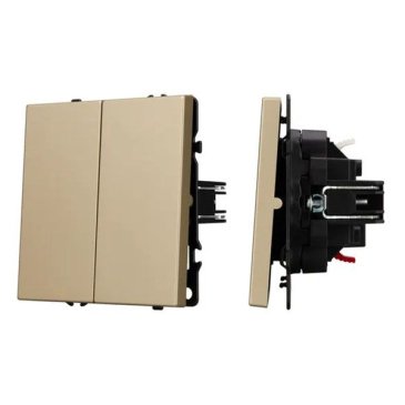 Выключатель встраиваемый двухклавишный проходной 054256 SWT-NOBE-MKP2-SFPL-GD золото