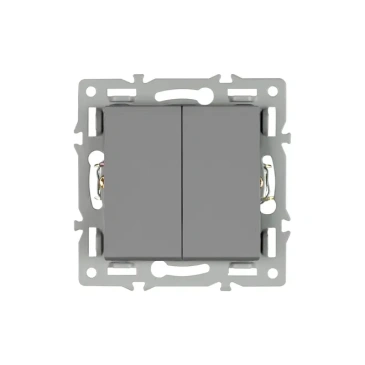 Выключатель встраиваемый двухклавишный Arlight 043726 SWT-MK02-PL-GR серый