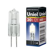 лампа галогенная капсульная G4 JC 20W Uniel JC-12/20/G4 CL 12V 00481