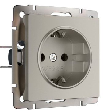 Штепсельная розетка встраиваемая WERKEL 16A 250V W1271104 с/з и шторками дымчатый