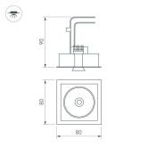 Встраиваемый светильник   9W Белый теплый 028149 CL-SIMPLE-S80x80-9W 45deg 220V IP20 поворотный квадратный черный