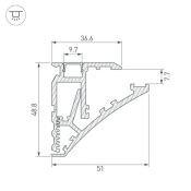 алюминиевый профиль SL-SHELF-600-2000 ANOD 060498