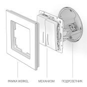 Выключатель встраиваемый двухклавишный с подсветкой  WERKEL WL04-SW-2G-LED графит рифленый