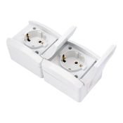 Блок вертикальный 2 розетки INDUSTRIAL KR-78-0801 с/з белый керамический IP54 KRANZ