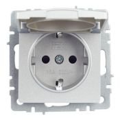 Штепсельная розетка встраиваемая IEK BRITE 16А BR-R16-16-K47 РСбш10-3-БрА с з/к и шторками с крышкой алюминий IP20