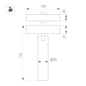 Магнитный трековый светильник 12W Белый теплый MAG-SPOT-25-R120 30deg  24V на магнитный шинопровод белый 050078