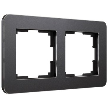 Рамка металлическая 2 поста WERKEL Platinum W0022608 черный алюминий
