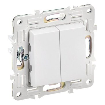 Выключатель встраиваемый двухклавишный IEK SKANDY SK-V20-0-10-K01 SK-V04W арктический белый