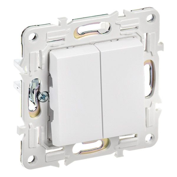 Выключатель встраиваемый двухклавишный IEK SKANDY SK-V20-0-10-K01 SK-V04W арктический белый