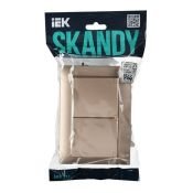 Штепсельная розетка встраиваемая двойная IEK SKANDY 16А SK-R26-16-44-K98-F SK-R12Sa с з/к со штороками и крышкой в сборе песочный IP44