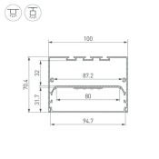 алюминиевый профиль ARH-POWER-W100H70-2000 BLACK 056214