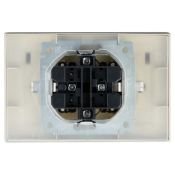 Штепсельная розетка встраиваемая двойная IEK BRITE 16А BR-R26-16-44-K47-F РСбш12-3-44-БрА с крышкой в сборе алюминий IP44