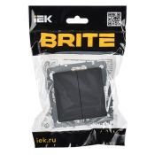 Выключатель встраиваемый двухклавишный перекрестный IEK BRITE BR-V23-0-10-K53 ВС10-2-3-БрГ графит
