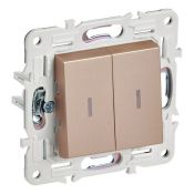 Выключатель встраиваемый двухклавишный проходной с подсветкой IEK SKANDY SK-V22-1-10-K98 SK-V10Sa песочный