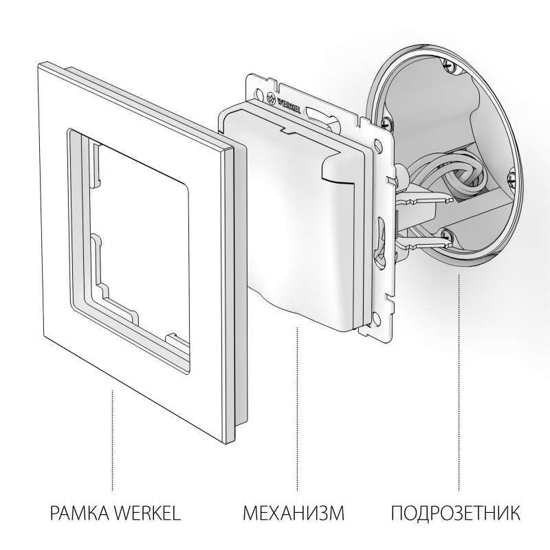 Штепсельная розетка встраиваемая WERKEL 16A 250V WL04-SKGSC-01-IP44 / W1171204 с/з, шторками и защитной крышкой графит рифленый