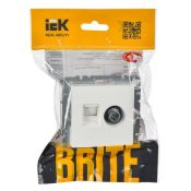 Розетка встраиваемая комбинированная IEK BRITE BR-AK20-1-K01 РТВ/РК12-БрБ TV+RJ45 кат.5E белый