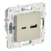 Розетка встраиваемая USB IEK SKANDY A+C 3,1А SK-U22-D31-K10 SK-R14B бежевый