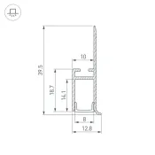 алюминиевый профиль WALL-FANTOM-W10-2000 ANOD 043692