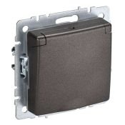 Штепсельная розетка встраиваемая IEK BRITE 16А BR-R16-16-44-K45 РСбш10-3-44-БрТБ с з/к и шторками с кышкой бронза IP44