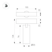 Магнитный трековый светильник  7W Белый дневной MAG-SPOT-ZOOM-25-R35 20-55 deg 24V на магнитный шинопровод черный 053796