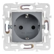 Штепсельная розетка встраиваемая IEK SKANDY 16А SK-R14-16-1-K03 SK-R06Gr с з/к и шторками безвинтовое крепление серый
