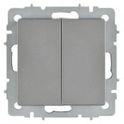 Выключатель встраиваемый двухклавишный перекрестный IEK BRITE BR-V23-0-10-K46 ВС10-2-3-БрС сталь