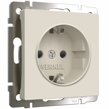 Штепсельная розетка встраиваемая WERKEL 16A 250V W1171162 с/з с шторками айвори матовый