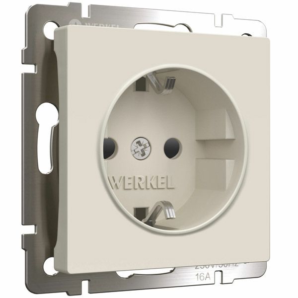 Штепсельная розетка встраиваемая WERKEL 16A 250V W1171162 с/з с шторками айвори матовый