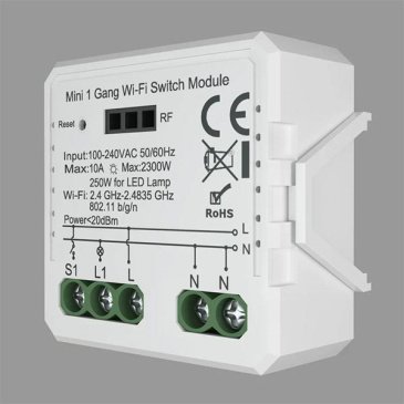 Реле-выключатель DENKIRS RL1001-SM 250W одноканальное Wi-Fi