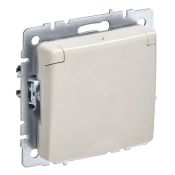 Штепсельная розетка встраиваемая IEK BRITE 16А BR-R16-16-44-K10 РСбш10-3-44-БрКр с з/к и шторками с крышкой бежевый IP44