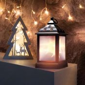 фигурка  светодиодная Декоративный фонарь Белый теплый 513-065, 10Led, 3хАAА, черный корпус, мерцание, IP20