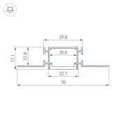 алюминиевый профиль FANTOM-BENT-W23-SIDE-2000 ANOD 040331(1)