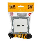 Розетка встраиваемая USB IEK BRITE A+C 18Вт BR-U22-018-K01 РЮ11-1-БрБ белый