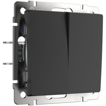 Выключатель встраиваемый двухклавишный проходной  WERKEL W1122008 черный матовый